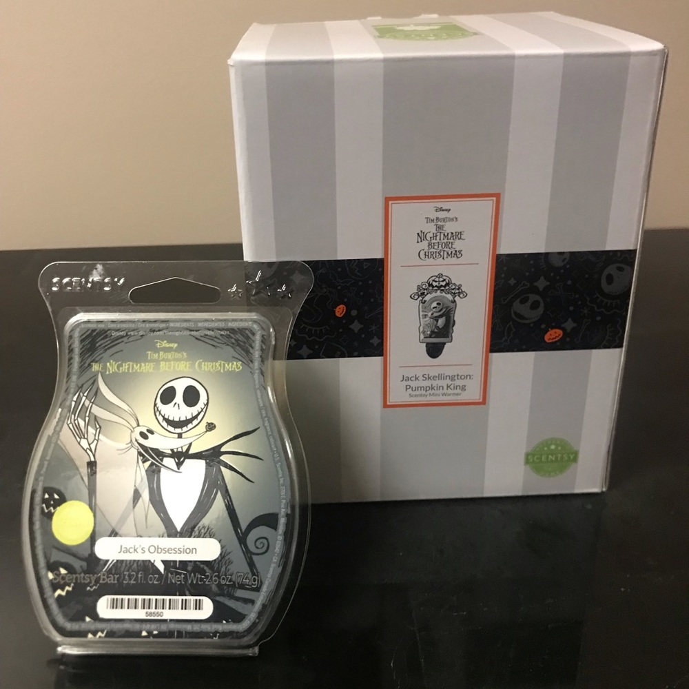 Scentsy Mini Warmer Jack Skellington Nightmare Before Christmas & Wax Melts NIB